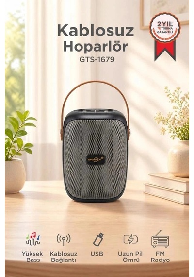 Delux Serisi Torima Bluetooth Hoparlör Gts-1679 Siyah Kablosuz Alet Akıllı Aksesuar Taşınabilir Ses