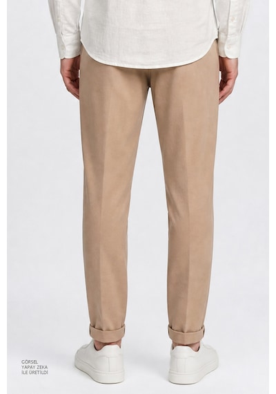 Altınyıldız Classıcs 360 Erkek Vızon 360 Her Yöne Esneyen Pamuklu Slim Fit Dar Kesim Beli Bağlamalı Yan Cepli Casual Pantolon Vizon