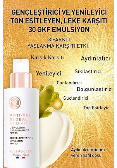 Yves Rocher Leke Ve Bitkisel Kök Hücre Bakımı Global Radiance- Vitamin E - 30 Spf Krem