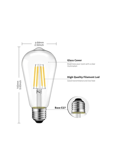 Tr Rt-11201 6w Armut Rustik Led Ampul Beyaz - 6500k Flamentli Vintange Lamba Genel