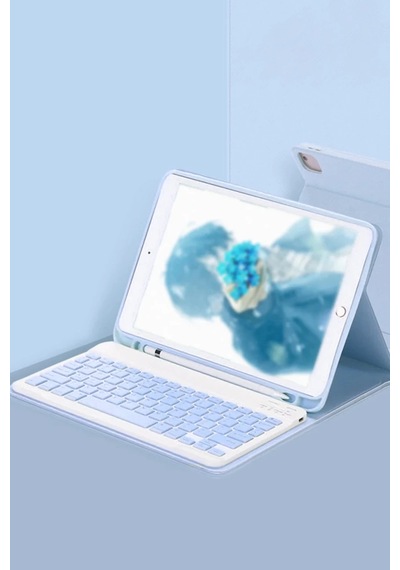 Apple İpad Pro 11 2024 Kılıf Kc01 Smart Klavyeli Tablet Kılıfı - Açık Mavi Diğer