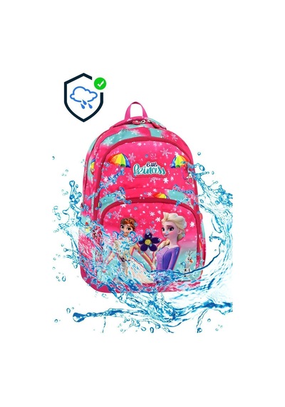Yeni Sezon Kız Çocuk Su Geçirmez Kumaş Elsa Figürlü Pembe Renk 3'lü İlkokul Çantası Seti