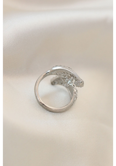 Ayarlamalı Silver Renk Metal Zirkon Taşlı Kanat Yüzük Çok Renkli 23186447