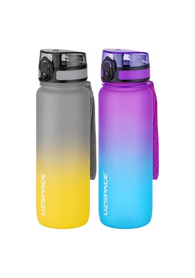 Uzspace 2'li Tritan Matara Seti 800 Ml Çift Renk Softtouch Ff Collection Tritan Su Matarası Grisarı-mormavi