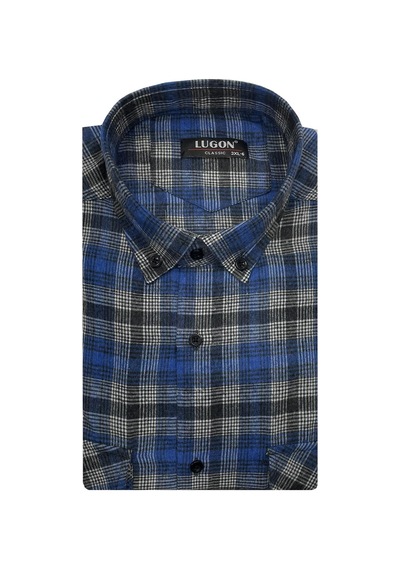 Classics Men Kaşmir Büyük Beden Klasik Çift Cepli Erkek Gömlek - 7394 Saks