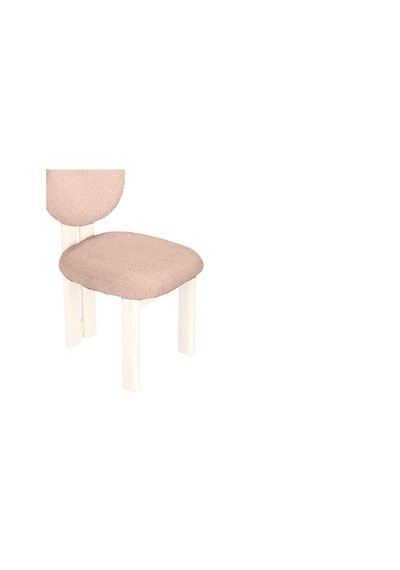 Coco İskandinav Teddy Natural Ahşap Bohem Sandalye Beyaz - Krem