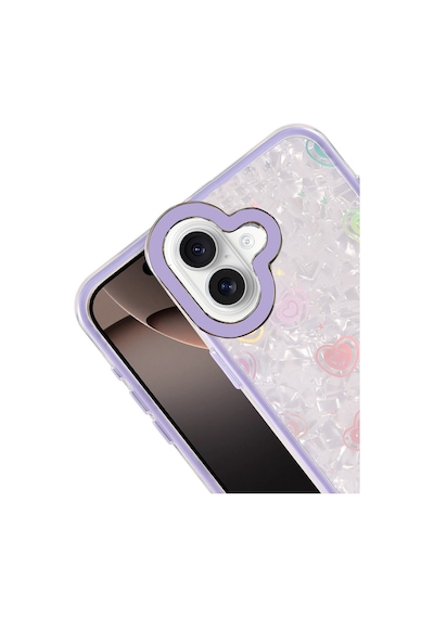 Apple iPhone Uyumlu  16 Uyumlu Lumi Desenli Kapak - Mor