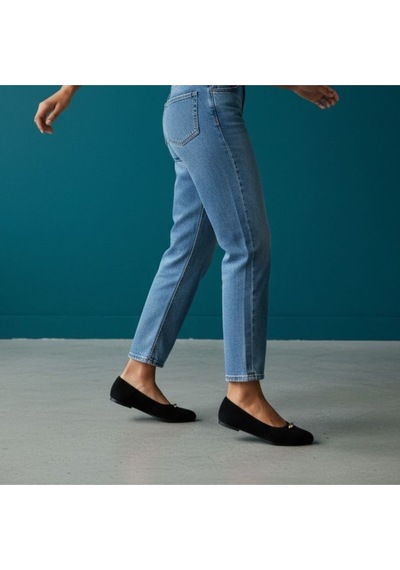 Ne&ve Shoes Siyah Süet Gold Aksesuar Detaylı Kadın Günlük Babet