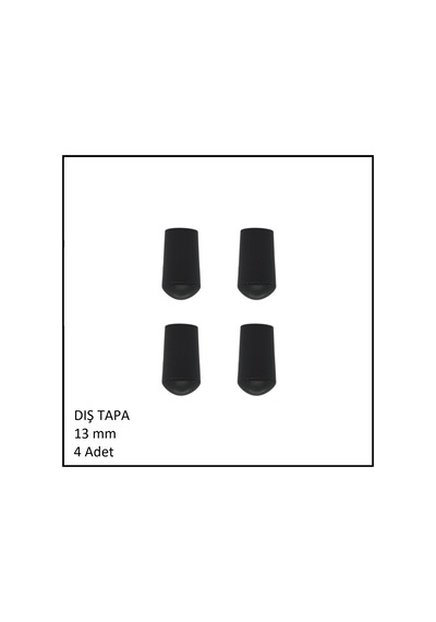 Plastik Dış Tapa, Profil Tapası, Yuvarlak, Siyah, 13 Mm 4 Adet Siyah