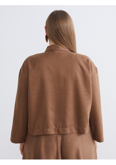 Lcw Modest Kahverengi Oversize Kadın Süet Görünümlü Gömlek