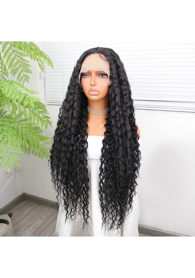 Afro Dalga Siyah Fiber Sentetik Tül Peruk - Zmff-582345 Renkli
