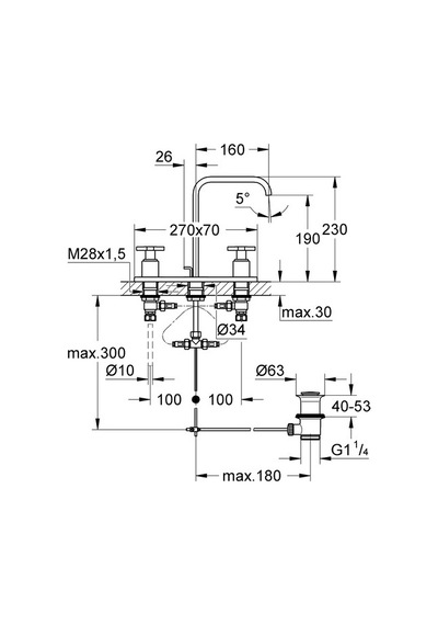 Grohe Allure 3 Delikli Lavabo Bataryası 1/2" M-Boyut 20143000