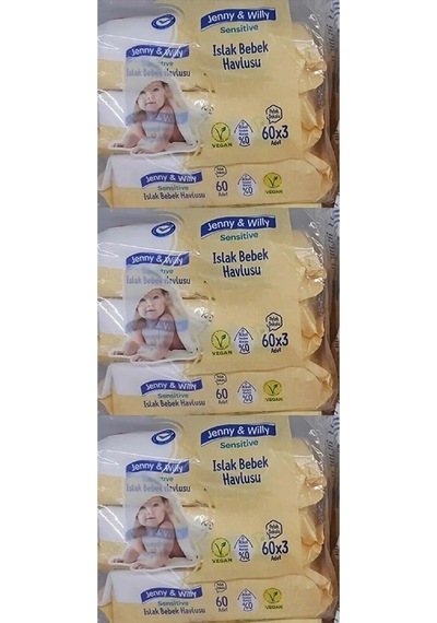 Jenny & Willy Sensitive Islakbebek Havlusu 60lı 3 Adet 3 Lü Paket