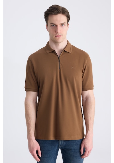 D's Damat Ds Damat Regular Fit Kahverengi Pike Dokulu %100 Pamuklu T-shirt 4hc140211214m 201