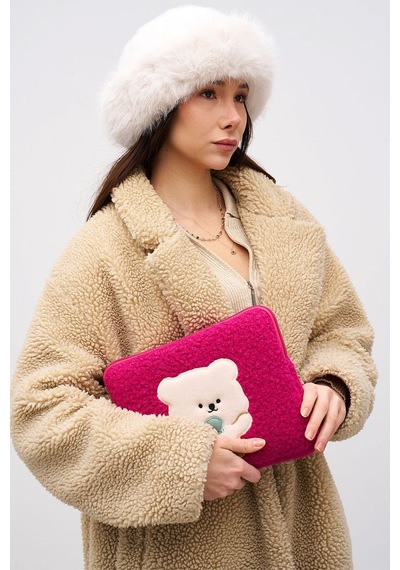 Mussen Teddy Bear Tablet Kılıfı 10 & 11 İnç Uyumlu Fuşya