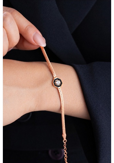 Çekirdekjewelry 925 Ayar Gümüş Rose Hasır Serenay Bileklik Pembe