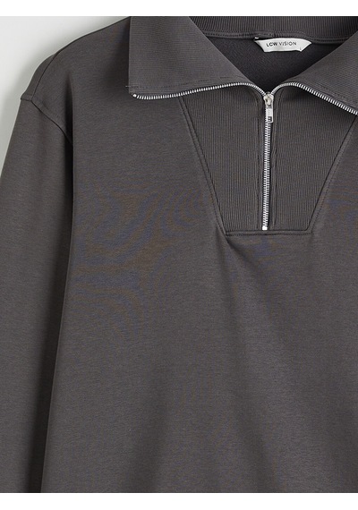 Lcw Vision Antrasit Fermuarlı Dik Yaka Erkek Sweatshirt