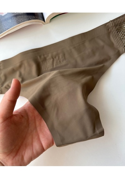 Orijinal Lazer Kesim Üstün Kalite Spandex Invisible Dikişsiz Dant Haki Yeşil