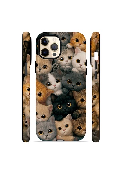 Velvoria Valestra Kedi Kalabalığı Apple iPhone Uyumlu 12 Pro Darbe Korumalı Kılıf Valestra Select - Kedi Kalabalığı