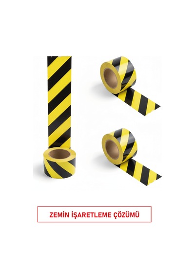 Yapışkanlı Zemin İşaretleme Bandı Etr 5122 Sarı Siyah Güvenlik Bandı