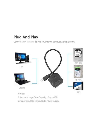 Usb 3.0 To 2.5-3.5" Sata Ssd Harici Hdd Bağlantı Kablosu