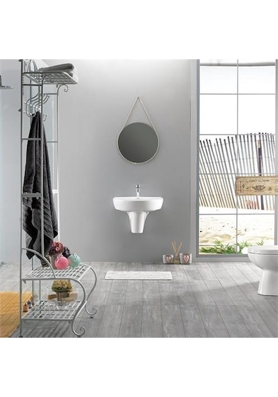 Turkuaz Seramik Bella Banyo Lavabo 35 x 45 CM (Bella Yarım Ayaklı)