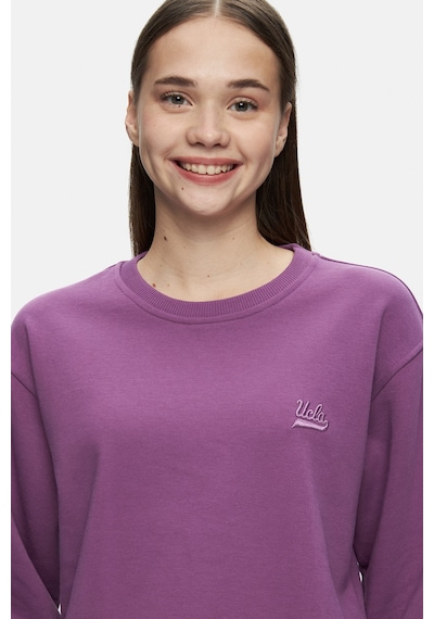 Ucla Sunnıva Mor Bisiklet Yaka Nakışlı Loose Fit Kadın Sweatshirt Mor