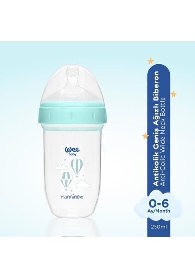 Wee Baby Nanninom Antikolik Geniş Ağızlı Biberon 250 Ml No:2 Biberon Emziği ve Temizleme Seti