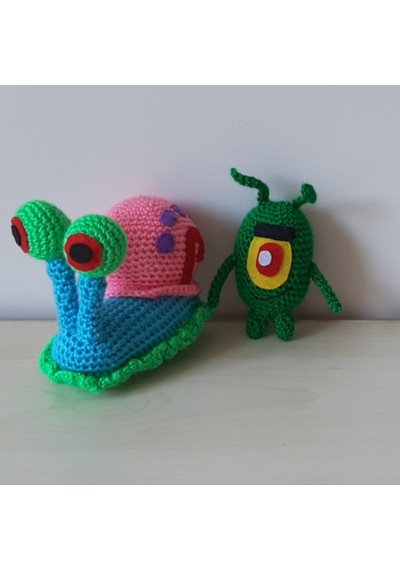 Amigurumi Oyuncak Bebek Salyangoz Saly ve Plankton