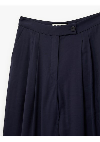 Koton Kupro Viskon Kumaş Regular Fit Cepli Pileli Geniş Paça Baggy Pantolon Lacivert 6sak40046pw Lacivert