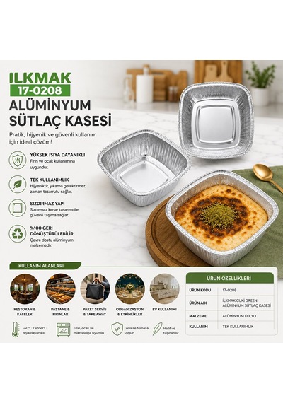 İlkmak Cuki Green Alüminyum Sütlaç Kasesi- 100'li Paket