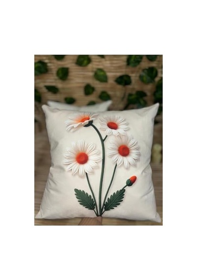 Ve Kelebek Desenli Dekoratif Kırlent Kılıfı 43x43 Cm 2 Li Set Fermuarlı Diğer