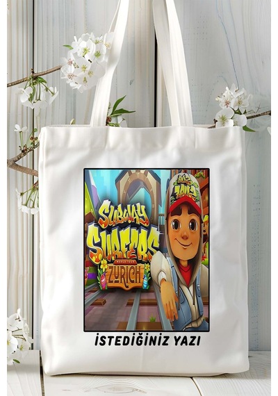 Art Hediye Subwaysurfers Oyun Baskılı Omuz Çanta Kişiye Özel Model 5 Çok Renkli