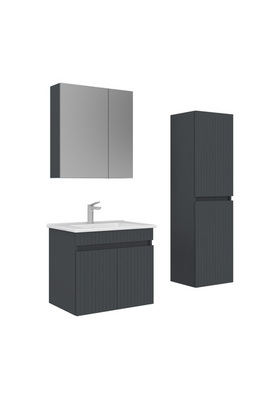 Orka Tivoli 65 Cm Mat Antrasit Banyo Dolabı Takımı Ve Boy Dolabı Antrasit