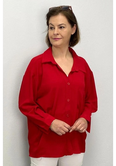 Mia Butik Kadın Kırmızı Ayrobin Gömlek Kırmızı