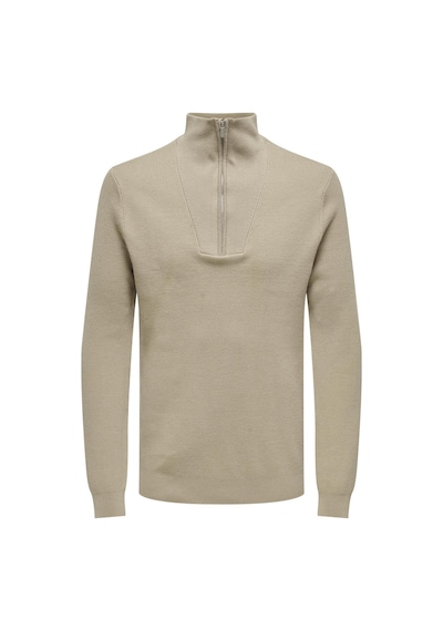 Only & Sons Onsphıll Reg 12 Rıb Half Zıp Knıt Erkek Kahverengi Kazak - 22030794