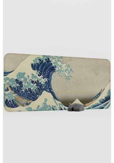 Büyük Dalga Tablo Hokusai V1 90x40 Xxl Gaming Kauçuk Kaymaz Taban Mouse Pad Fare Altlığı