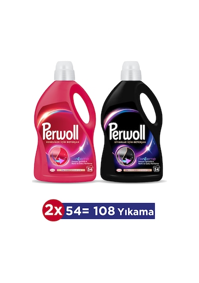 Hassas Sıvı Çamaşır Deterjanı 2.7l 2'li Set Siyahlar X1, Renkliler X1 4 L