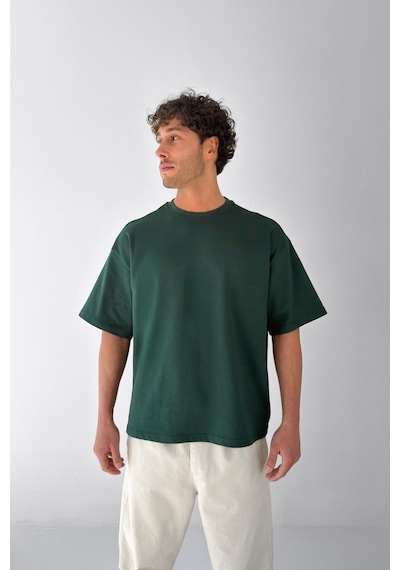 Flaw Atelıer Basic Boxy Fit Yeşil Tişört-29574