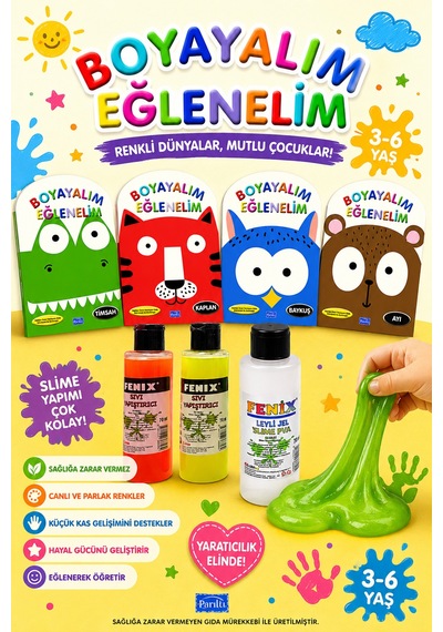 3-6 Yaşa Uygun Boyayalım Eğlenelim Seti - 4 Kitap