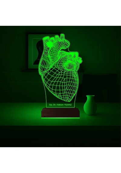 Luvivia Kalp Cerrah Kişiye Özel 3d Lamba - Masa Gece Lambası Şeffaf