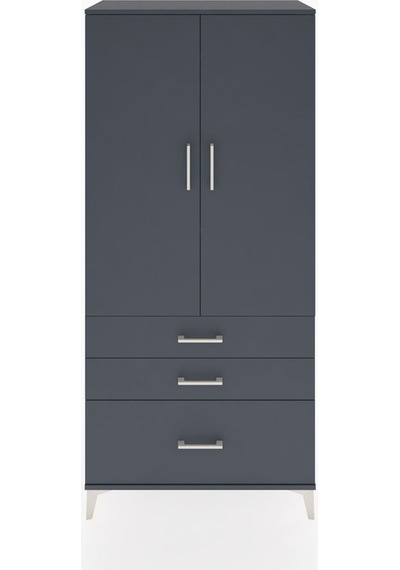 Hyperion Dolap 4 Raflı 3 Çekmeceli 2 Kapaklı 88x44x195 Antrasit-antrasit Antrasit