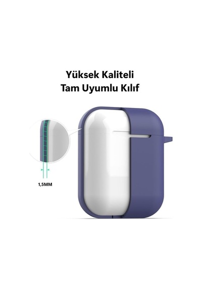 Airpods 3 Nesil İçin Kılıf İçi Süet Darbelere Dayanıklı Parmak İzi Karşıtı Magsafe Şarj İle Uyumlu Apple Airpods 3 Nesil Uyumlu Kılıf Mavi