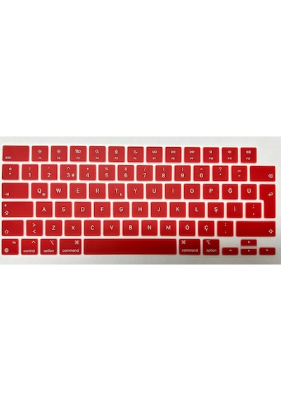 Arabulalaca Apple Uyumlu MacBook Pro 14.2 A2442 Türkçe Silikon Klavye Bordo
