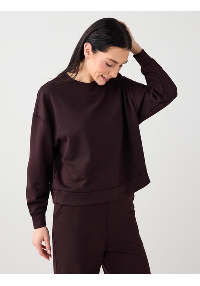 Jimmy Key Jimmy Key Acı Kahve Uzun Kollu Bisiklet Yaka Modal Örme Sweatshirt 5ww235403803 Kahverengi