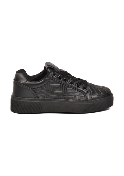 Walkway Siyah Bağcıklı Kalın Rahat Tabanlı Kadın Casual Yürüyüş Ayakkabı Sneaker 26201