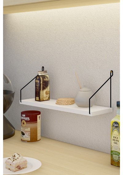 Duvar Rafı Kitaplık Mutfak Banyo Yaşam Alanı 15 X 55 Cm Beyaz