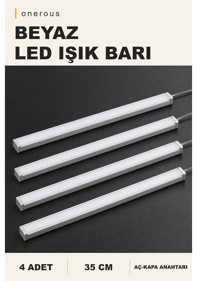 Onerous 35 Cm Beyaz Led Bar, 4 Adet, Anahtarlı