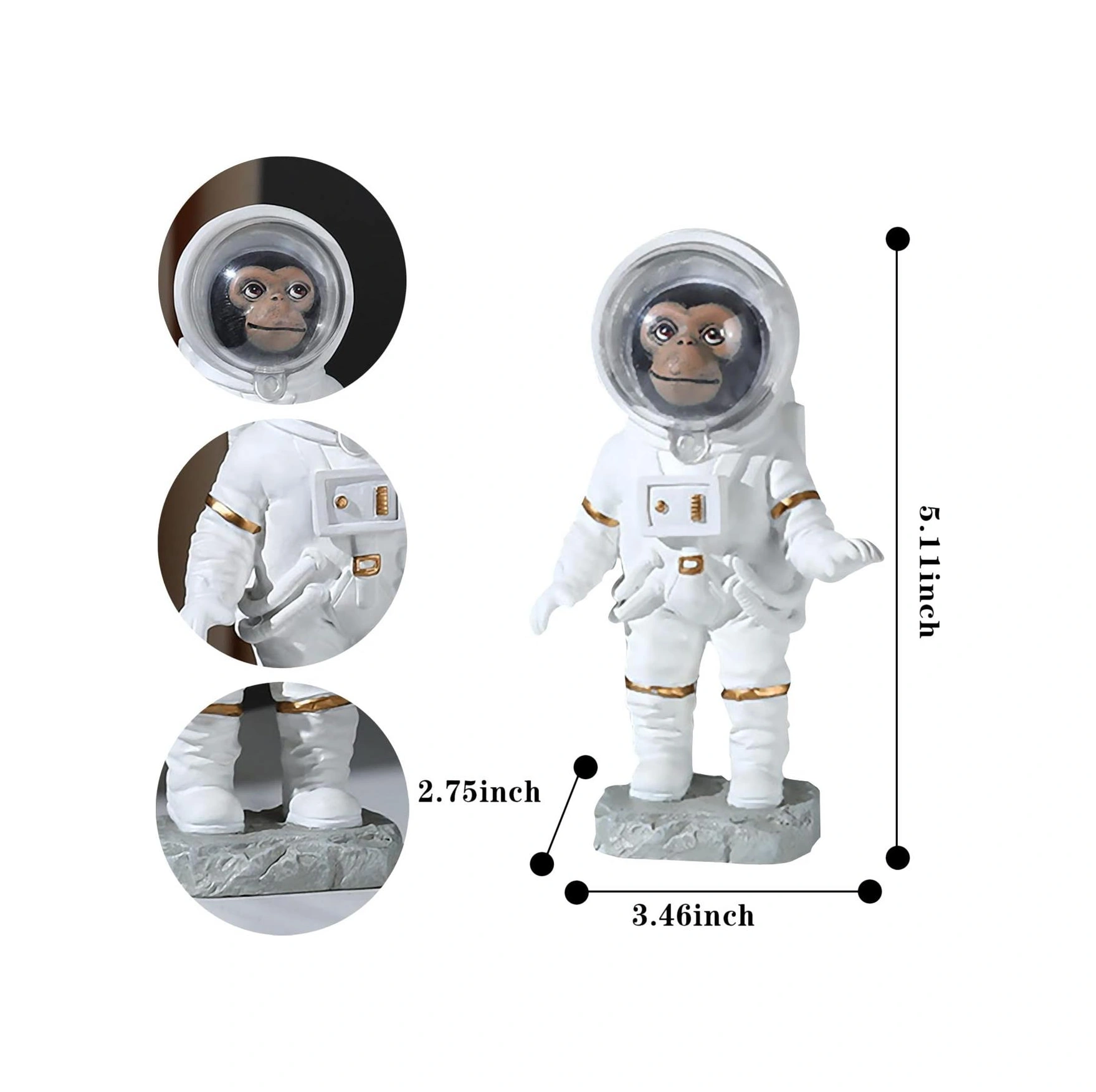 Modern Astronot Maymun Figür Biblo 13 Cm Ev Ofis Masa Süsü Dekoratif Uzay Temalı Hediyelik Heykel