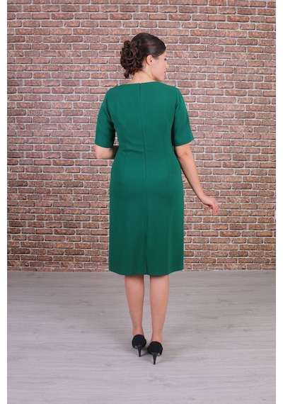 Nidya Moda Büyük Beden Yeşil Abiye Elbise-4155Y Kadın Yeşil